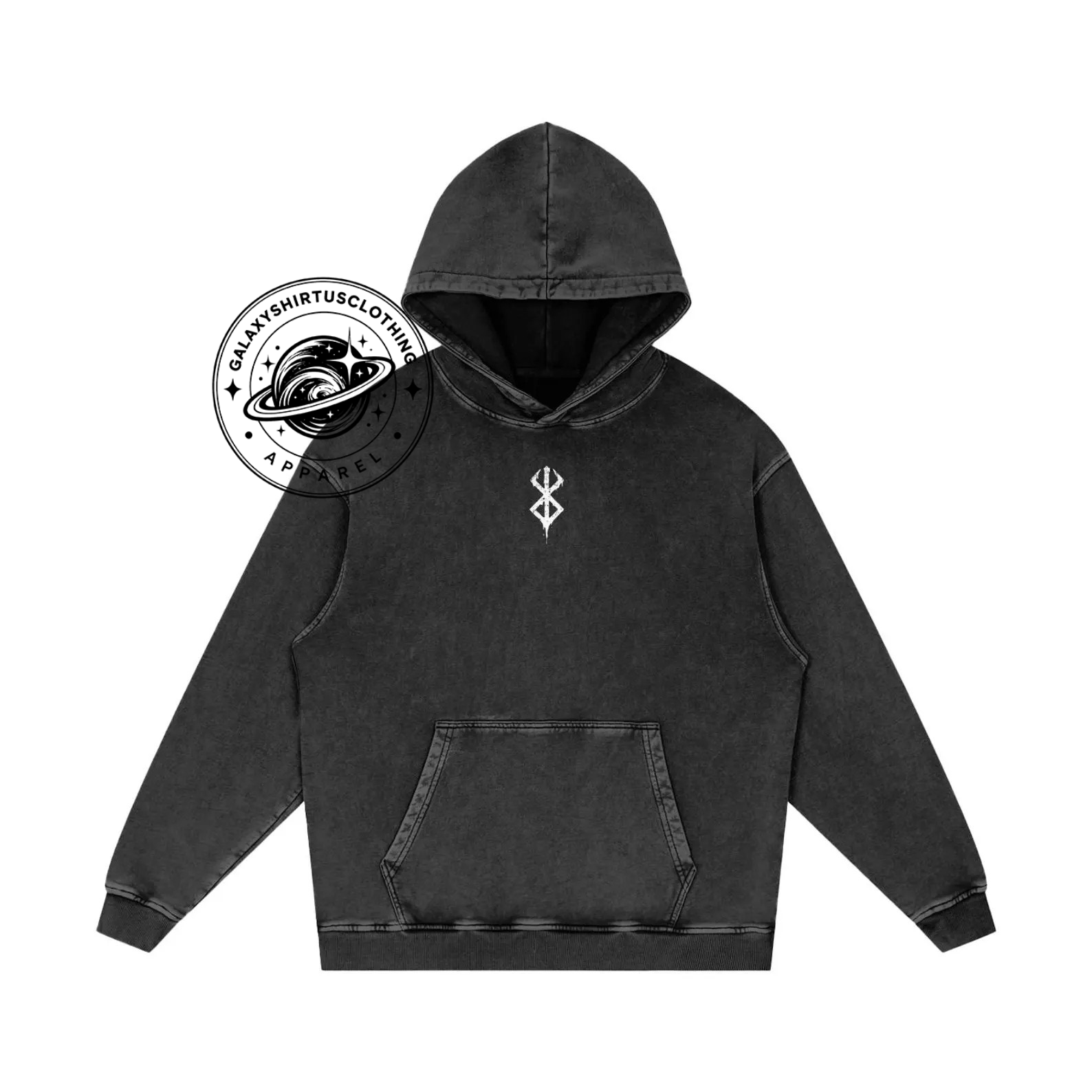 Berserk Anime Acid Washed Oversize Hoodie
